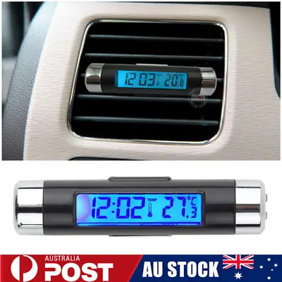 2 In 1 Car Thermometer Clock LCD Clip-on Digital Backlight Car Clock Calendar • $11.54