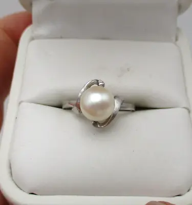 MIKIMOTO Sterling Silver Pearl Ring Size 5.75 • $129