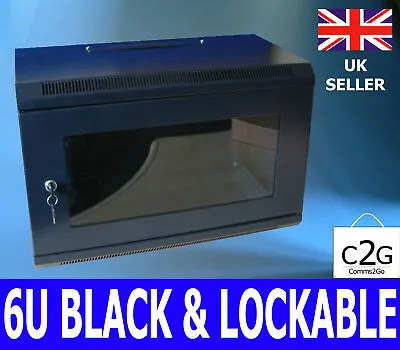 6U 300mm 19  Black AV Wall Cabinet Rack Mount Audio Visual Equipment Data Video  • £63.22