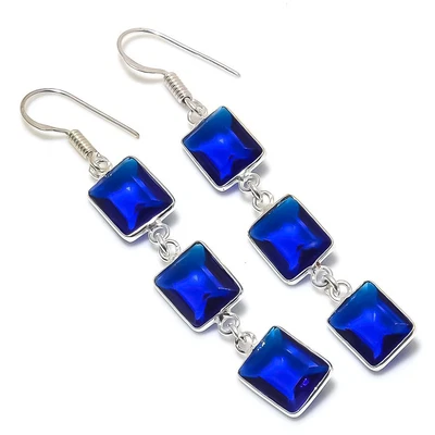 $4.99 • Buy London Blue Topaz Gemstone 925 Sterling Silver Jewelry Earring 2.56   V929