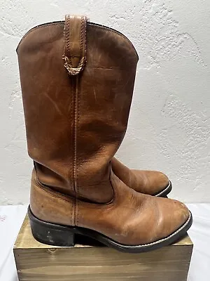 Vintage Acme Cowboy Boots Size 8.5D Brown Leather 70s Rancher/western USA • $50