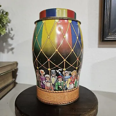 Vintage Wilson's Tin Toffee Hot Air Balloon Circus Multicolor Metal Lid 1996 • $12