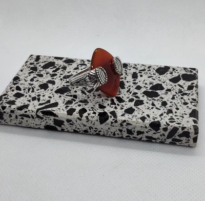 $49.95 • Buy Bold & Unique Vintage Sterling Silver Barse Prong Set Red Carnelian Ring- Size 8