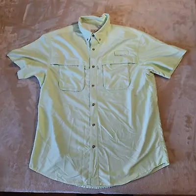 L.L. Bean Shirt Men's XL Green Mesh Lining Caped Button Up Short Sleeve Fishing • $18.88