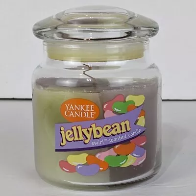 Yankee Candle Jelly Bean Swirl Scented 13oz Jar RARE Label Green Purple 25-35 Hr • £24.08