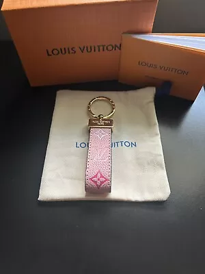 LOUIS VUITTON Monogram Porte Cles LV Pink Keychain Key Ring Bag Charm EUC In Box • $130