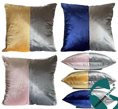 £4.99 • Buy Large Cushions Cover Or Filled  Cushion Velour ITALY Plush Velvet 2 Tone