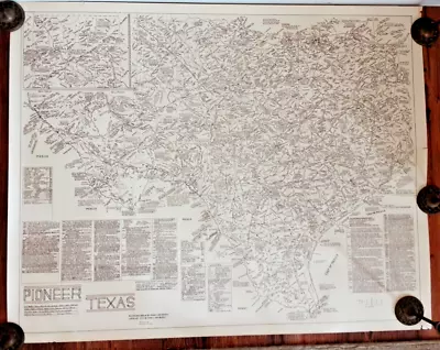 Vtg Pioneer Texas Historical Map Researched Drawn By Perry C Van Arsoale In 1975 • $49.95