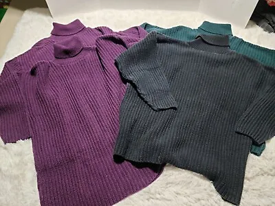 Lot 4x 525 Hudsons Knit Heavyweight OSFA Turtleneck Ribbed Sweater Cotton VTG  • $32.97