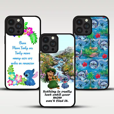 Lilo And Stitch Case For Iphone Tropical Ohana Quote Floral Gift Tpu Phone Cover • £6.99