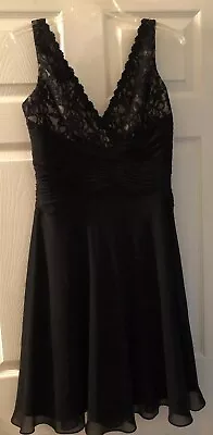 GORGEOUS Womens JONES Wear Lace Top Halter Dress Black Fit Flare Ruched LBD Sz 8 • $23.90