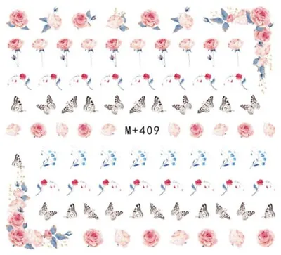 £1.95 • Buy Nail Art Stickers Water Decals Transfers Butterflies Roses (M+409)