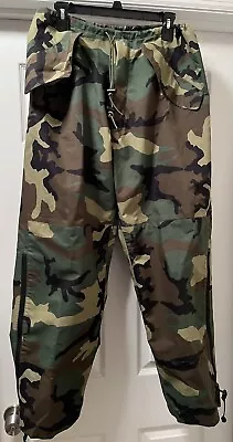 US Military GoreTex Extended Cold Weather Trousers Med Reg Woodland Camo Pants • $50.88