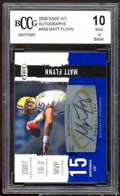 Matt Flynn Rookie Card 2008 SAGE HIT Autographs #A85 BGS BCCG 10 • $20