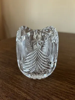 Mikasa Etched Crystal Christmas Tree Votive Candle Holder-Germany • $11.99