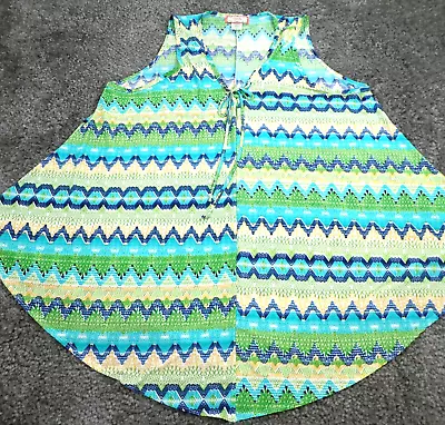 VTG Cest La Vie Womens Top Sz 3X Multicolor Chevron Asymmetrical Hem Boho 80s • $12.74