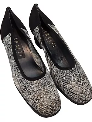 Amalfi Womens Shoes Size 7 1/2B Snakeskin Mesh Velvet Pumps Italy • $15