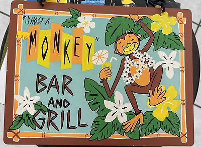 VTG METAL TIKI BAR METAL Sign Margaritaville MONKEY Lounge Cocktail Barware Deco • $20.25