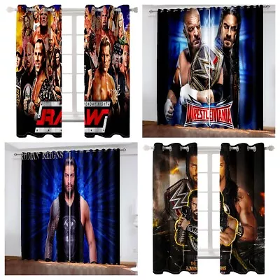 Bedroom 3D WWE Wrestling Curtains Modern Boys Blackout Curtains Ring Top Eyelet • £27.60