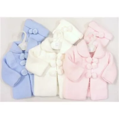£22.45 • Buy Baby Girl Boy Spanish Knitted Pom Pom Pram Coat Matinee Jacket & Hat Gift Set 
