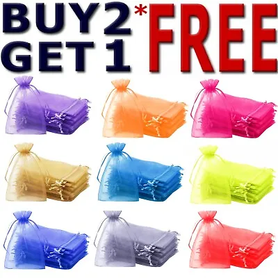 £4.49 • Buy 25 & 50 Organza Bags Wedding Party Favour Gift Candy Jewellery Pouch Large Small