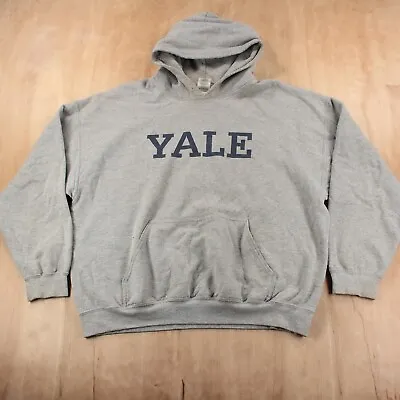 Yale University Bulldogs Spellout Hoodie Sweatshirt XL Vtg Y2k Boxy Fit College • $29