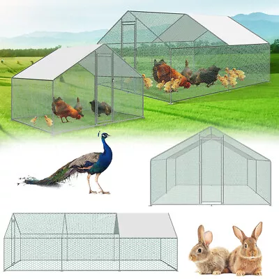 Chicken Coop Hen House Animal Poultry Duck Hutch Run Walk In Pen Cage Chickens - • £145.99