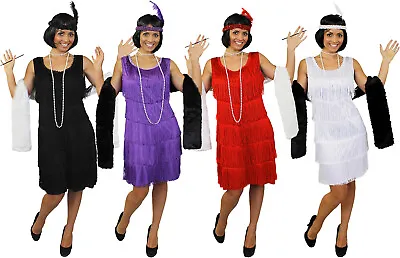 £25.99 • Buy Deluxe Fringe Flapper Costume Plus Accessories 1920s Charleston Fancy Dress 