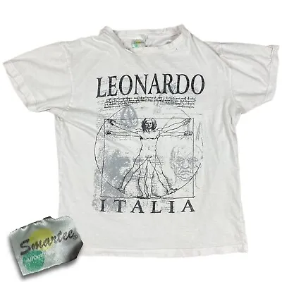 Vintage Leonardo Da Vinci Vitruvian Man Anatomy Art Tee Shirt Size Medium 90s • $28