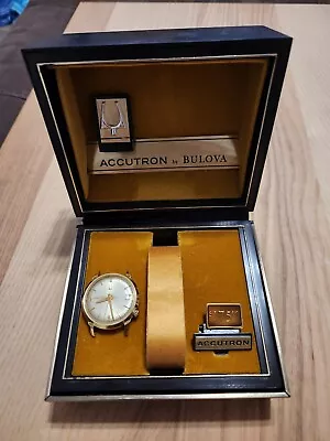 14k Gold Vintage 1968 Bulova Accutron 2181 Tuning Fork Watch W/Boxes • $76