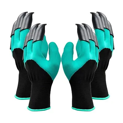 Garden Digging Gloves 2 Pairs ABS Claws For Digging Planting Gardening Raking • £5.99