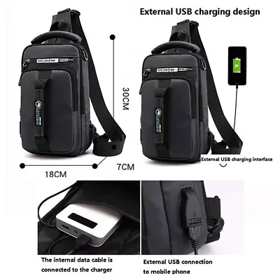 Anti-Theft Men's Sling Crossbody Bag Chest Shoulder Messenger Backpack USB Port • $12.88