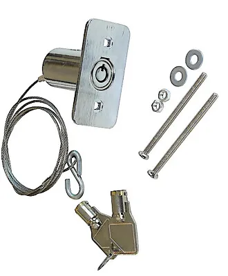 Garage Door EXTERNAL EMERGENCY Release Device  Round Key Type Lock With 3' Cable • £18.95