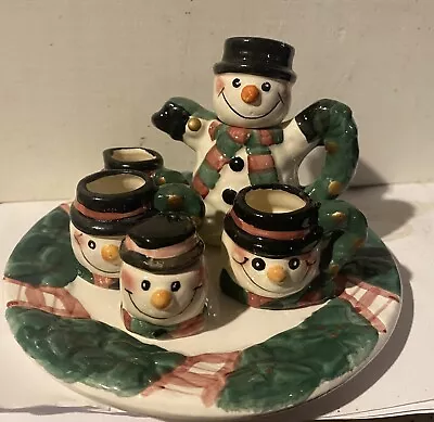 Mini Tea Set Snowman Novelty Collectible Holiday Christmas Elegant And Dainty • $16