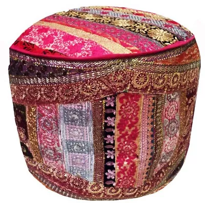 Handmade Patchwork Pouf Cover Footstool Sequn Ottoman Cover  Branded Gift • $36.17