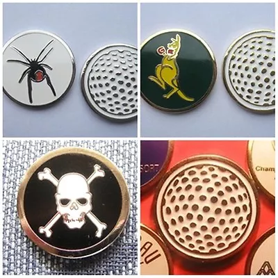 1 Only 23mm Quality Golf Ball Markers - Kangaroo Red Back Spider Skull & Bones • $9