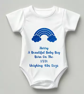 Personalised Baby Grow/vest Boy/Girl Rainbow Gift Keepsake • £10.99