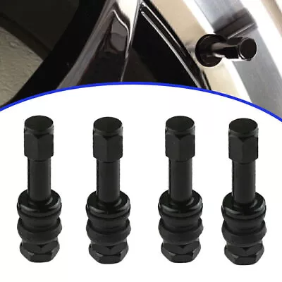 4Pcs TR48 Bolt On Tire Valve Stem Metal High Pressure Flush W/ Stem Cap BLACK ) • $7.09