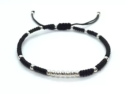 Men's Fashion Modern Style Black Braided Adjustable Shamballa Bracelet • $11