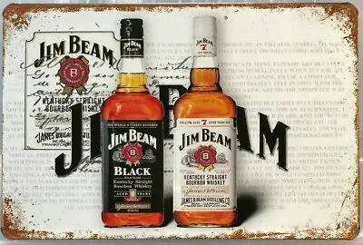 JIM BEAM Rustic Look Vintage Tin Metal Sign Man Cave Shed-Garage & Bar Sign • $10