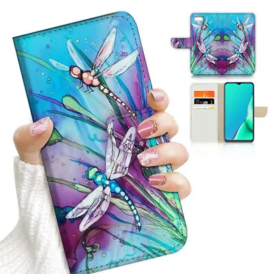 ( For Oppo AX5S ) Flip Wallet Case Cover AJ23424 Blue Dragonfly • $12.99