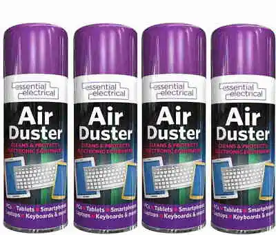£12.99 • Buy 4 X Compressed Air Duster Spray Can Cleans Protects Laptops Keyboards  200ml 
