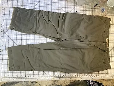 Cabelas Brush Pants Canvas Outdoor Khaki  Fleece Hunting Pants Men's Size 46x30 • $19.99