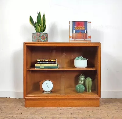 Vintage Retro Bookcase Glazed Mid Century Brandon Oak Style Del Avail • £165