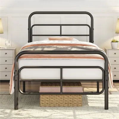 Twin/Twin XL/Full/Queen Size Metal Bed Frame With Geometric Pattern Headboard • $59.99