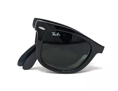 RAY BAN Wayfarer Matte Black / Green 54mm Folding Sunglasses RB4105 601S 54 • $94.50