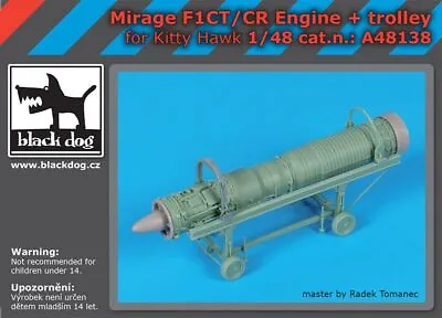 A48138 Mirage F1CT/CR Engine+trolley (for KITTY HAWK) BLACK DOG SCALE 1:48 • £29.89
