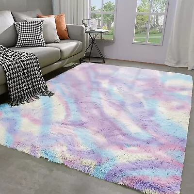 Fluffy Rugs Anti Slip Shaggy Rug Living Room Bedroom Super Soft Carpet Floor Mat • £8.09