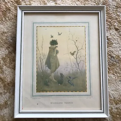 Vintage Margaret Tarrant Framed Print Woodland Friends 28 X 22.5 Cm Nursery • £8.50