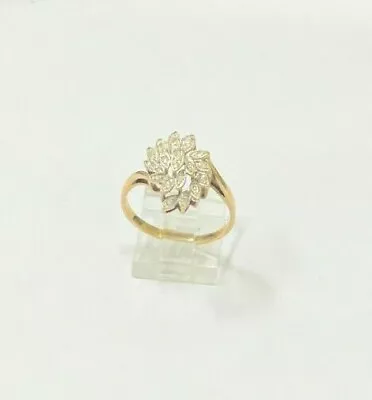 Ladies Cocktail Diamond Flower Shape Ring Set In Marque 10kt Yellow Gold • $350